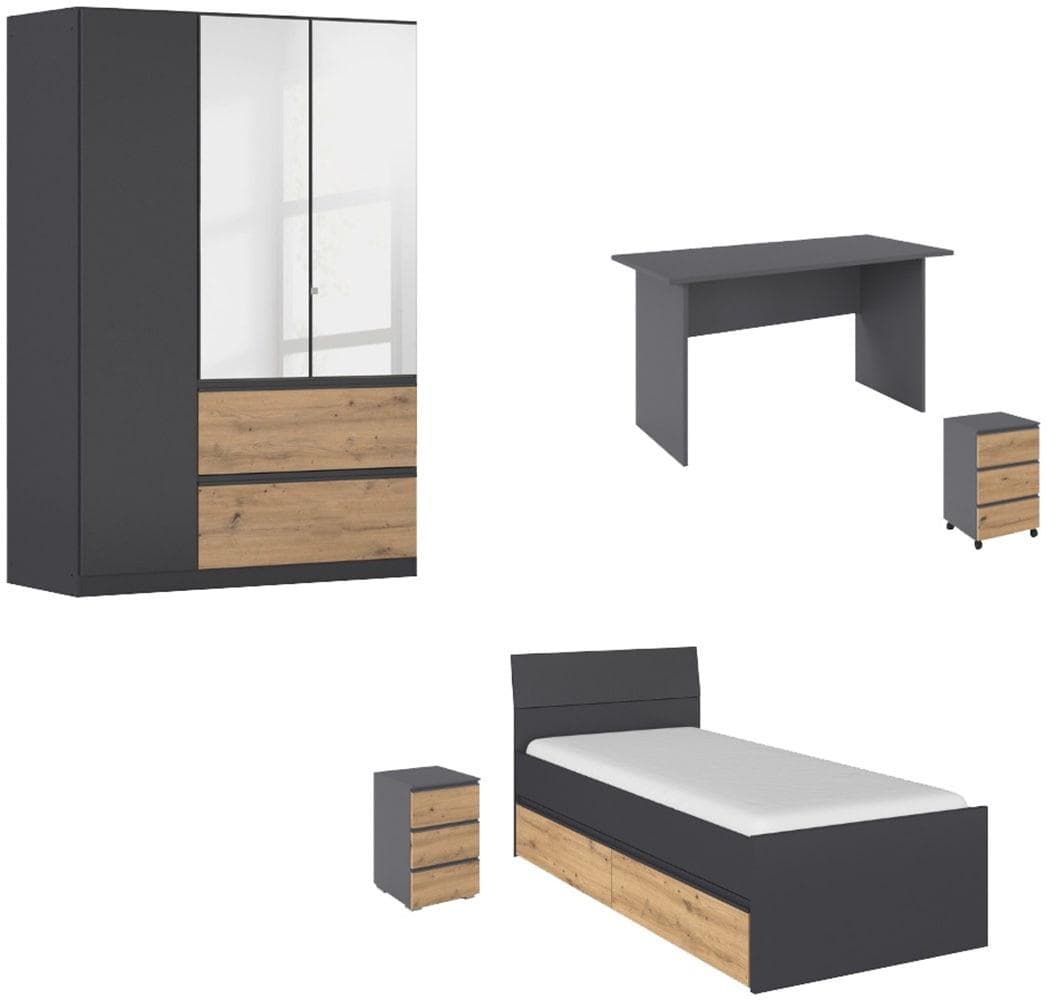 Jugendzimmer-Set aus Holzwerkstoff und Metall