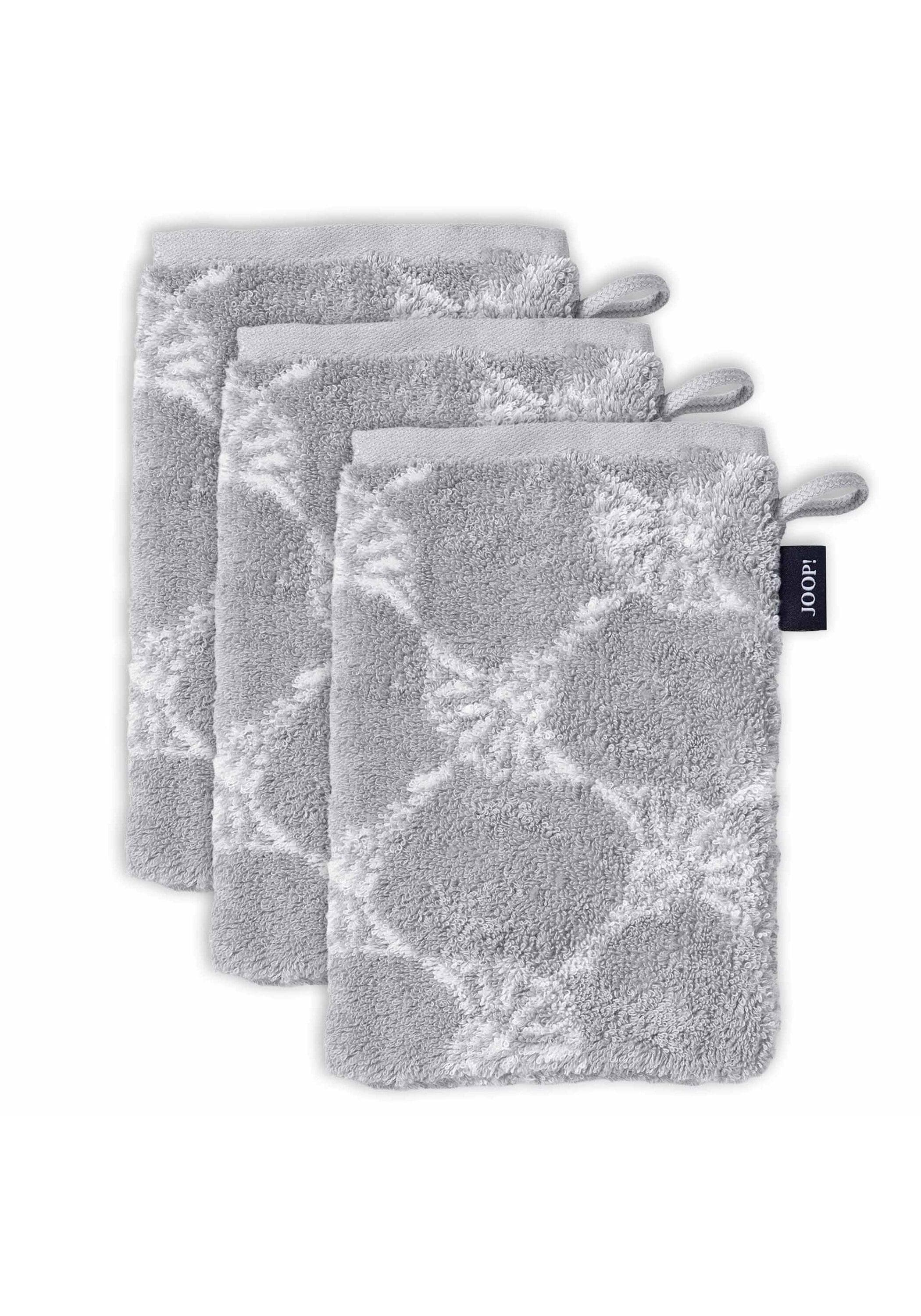 JOOP! Waschlappen 3er Pack Baumwolle Doubleface Grau Cornflower