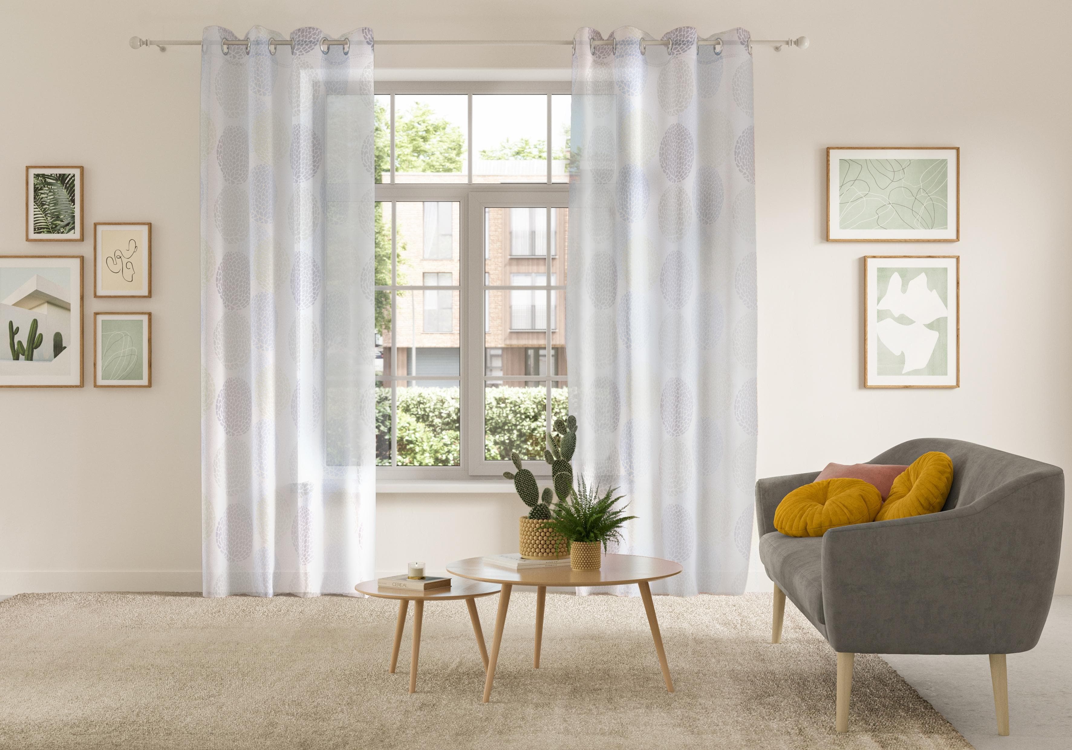 My Home Belem Gardine: Transparente Voile mit Kreismotiv in Polyester