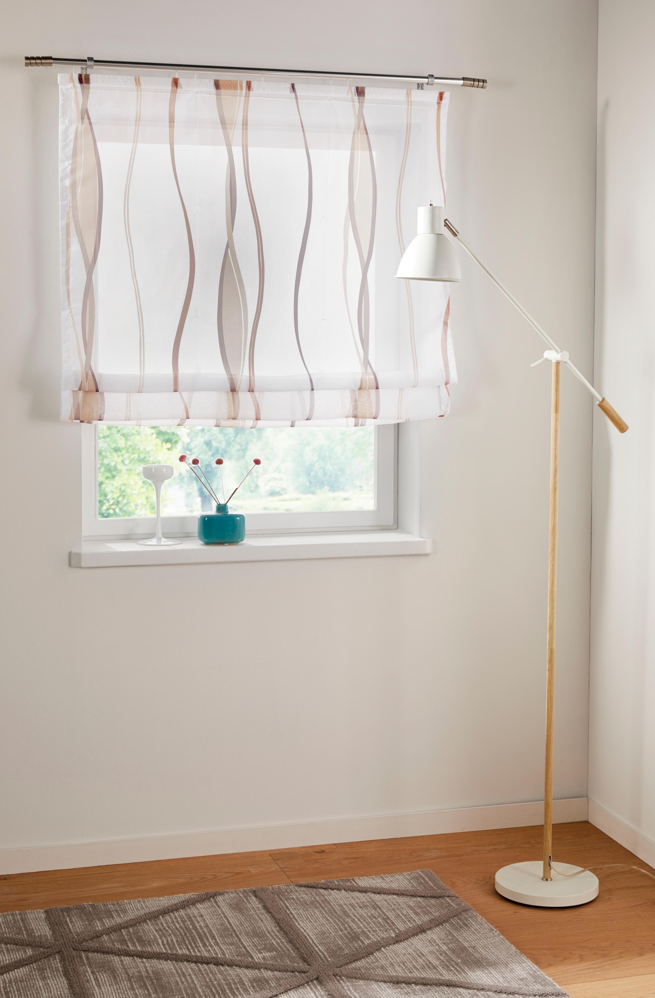 Raffrollo MY HOME Dimona 60x140cm Voile Weiß/Taupe