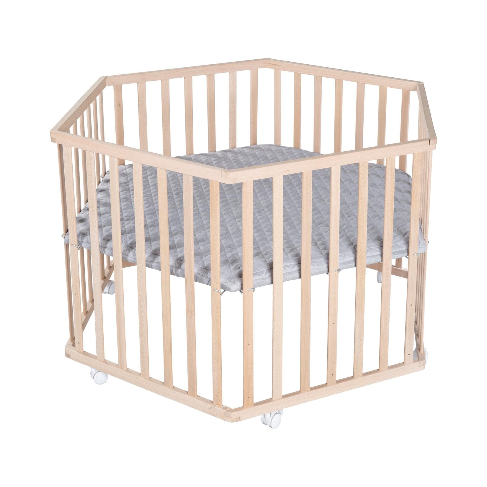 roba® Laufgitter Style Buche 6-eckig mit Schutzeinlage und Nestchen