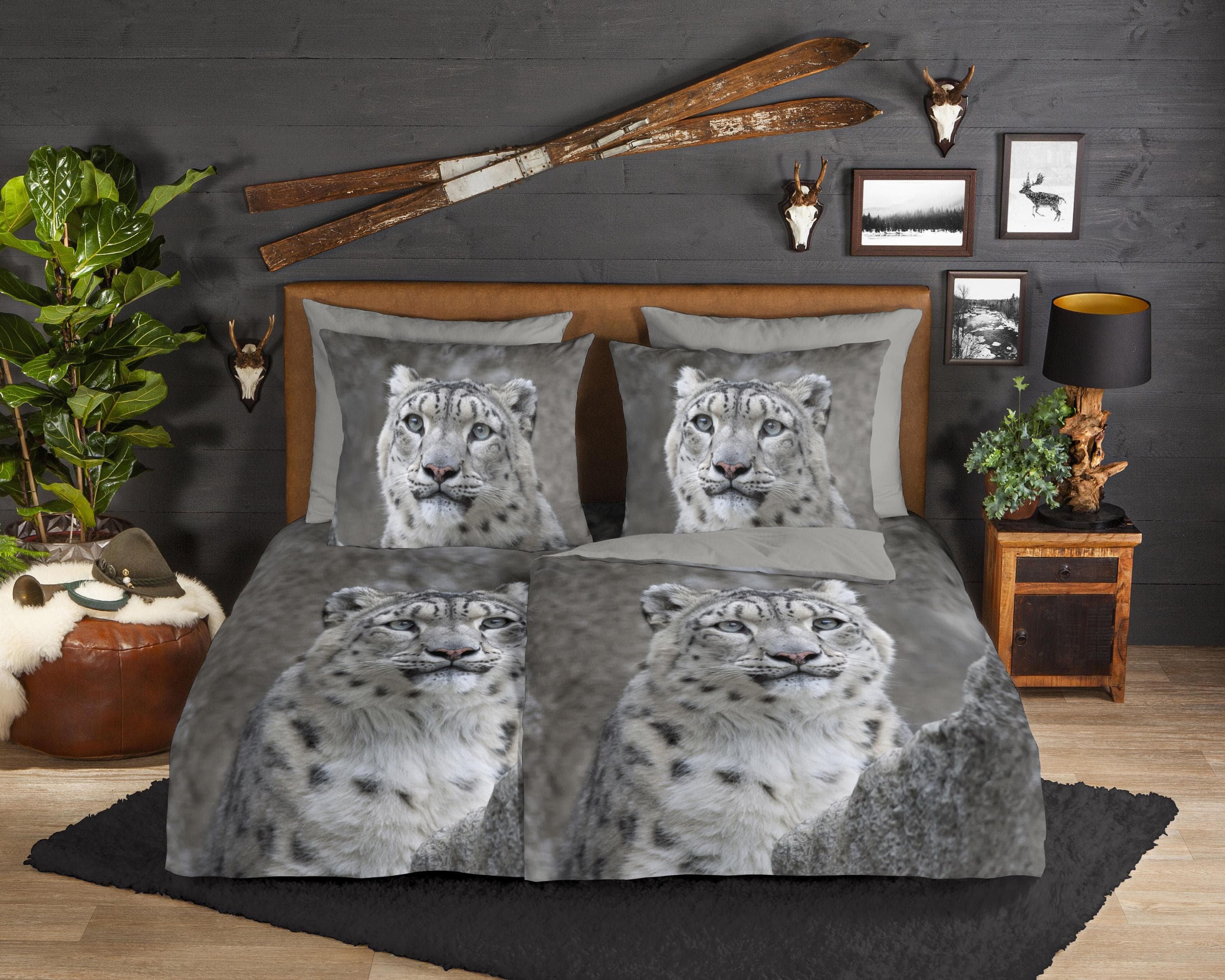 Good Morning Wendebettwäsche Chief Grau Leopard Biber