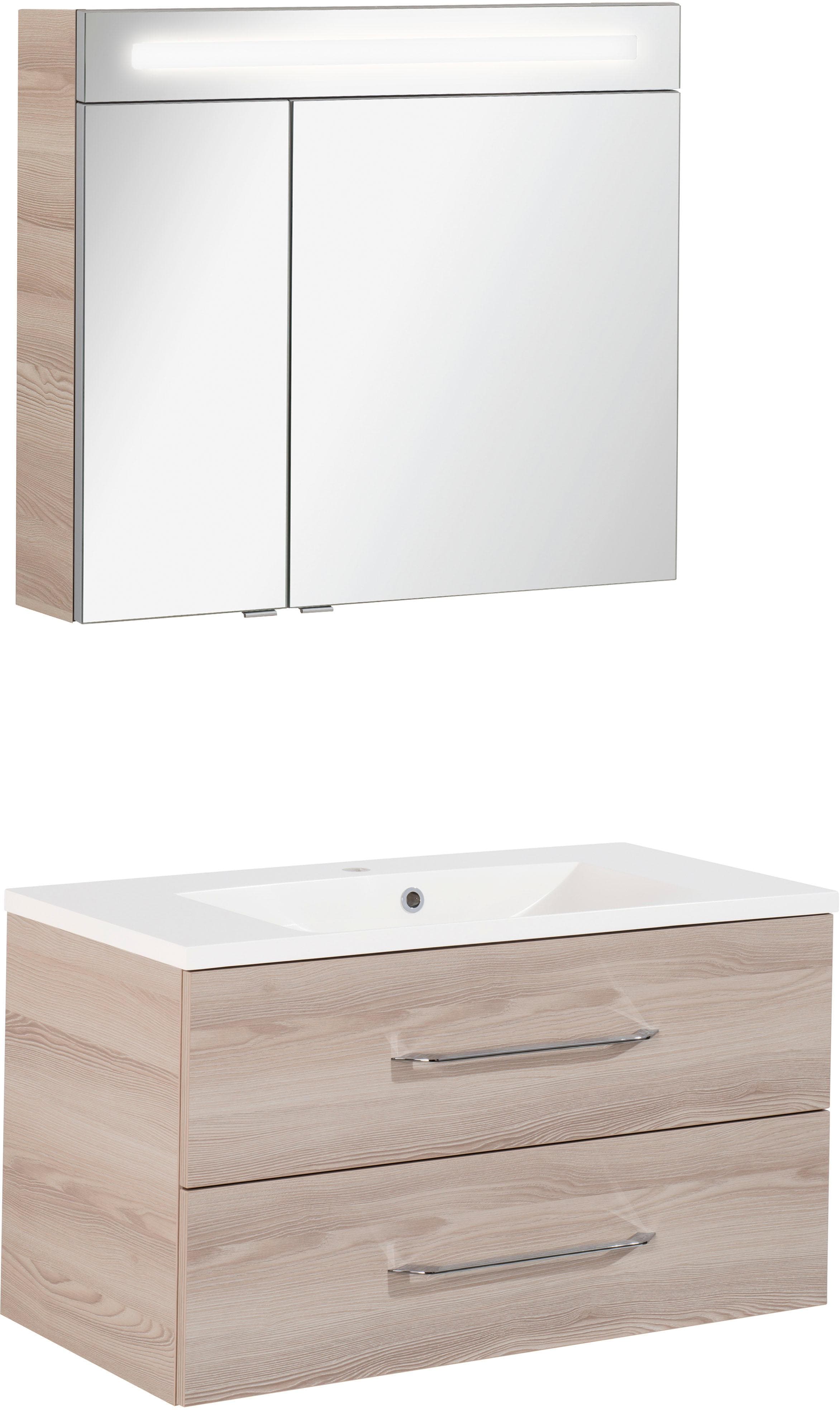 Hellbraunes 3-teiliges Badmöbelset