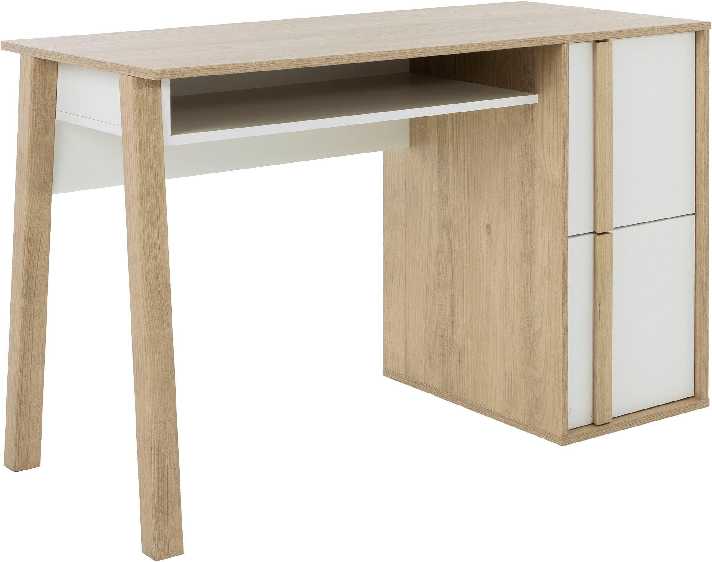 Schreibtisch GAMI "ARIA" Kastanie Natur Nachbildung Uni Weiß