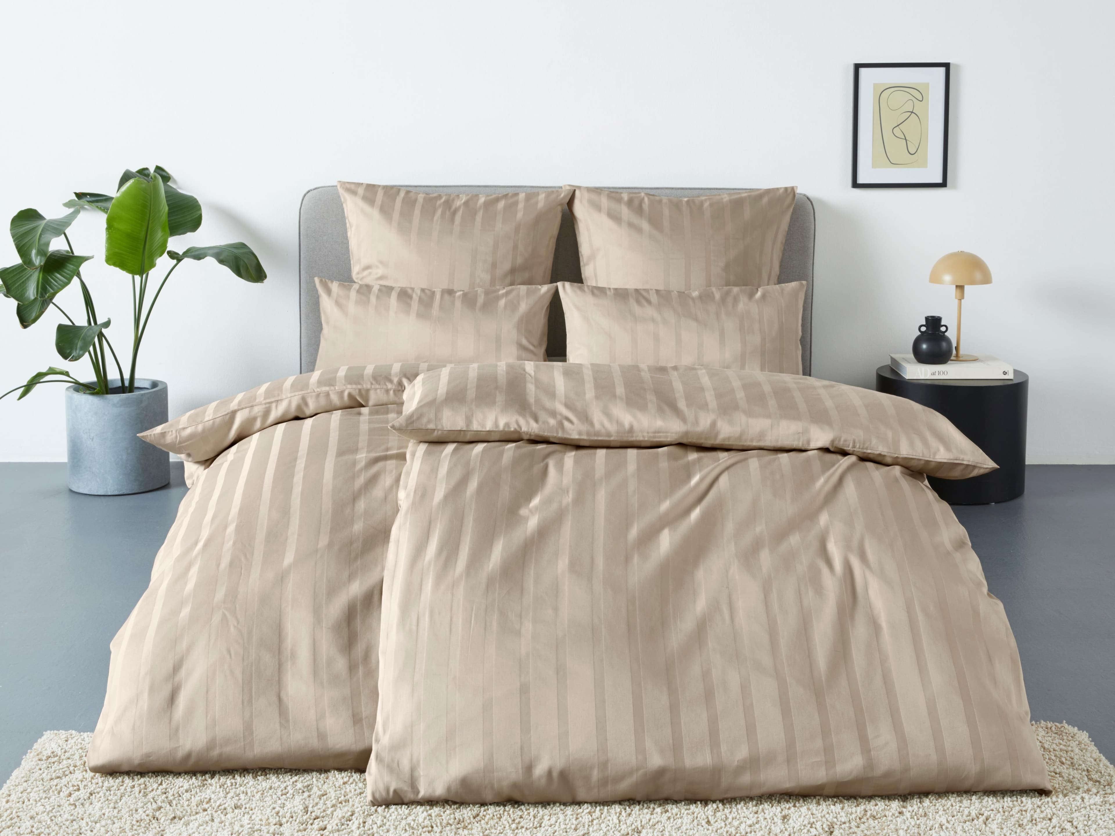LeGer Home Bettwäsche Leonore Beige Mako-Satin 100% Baumwolle