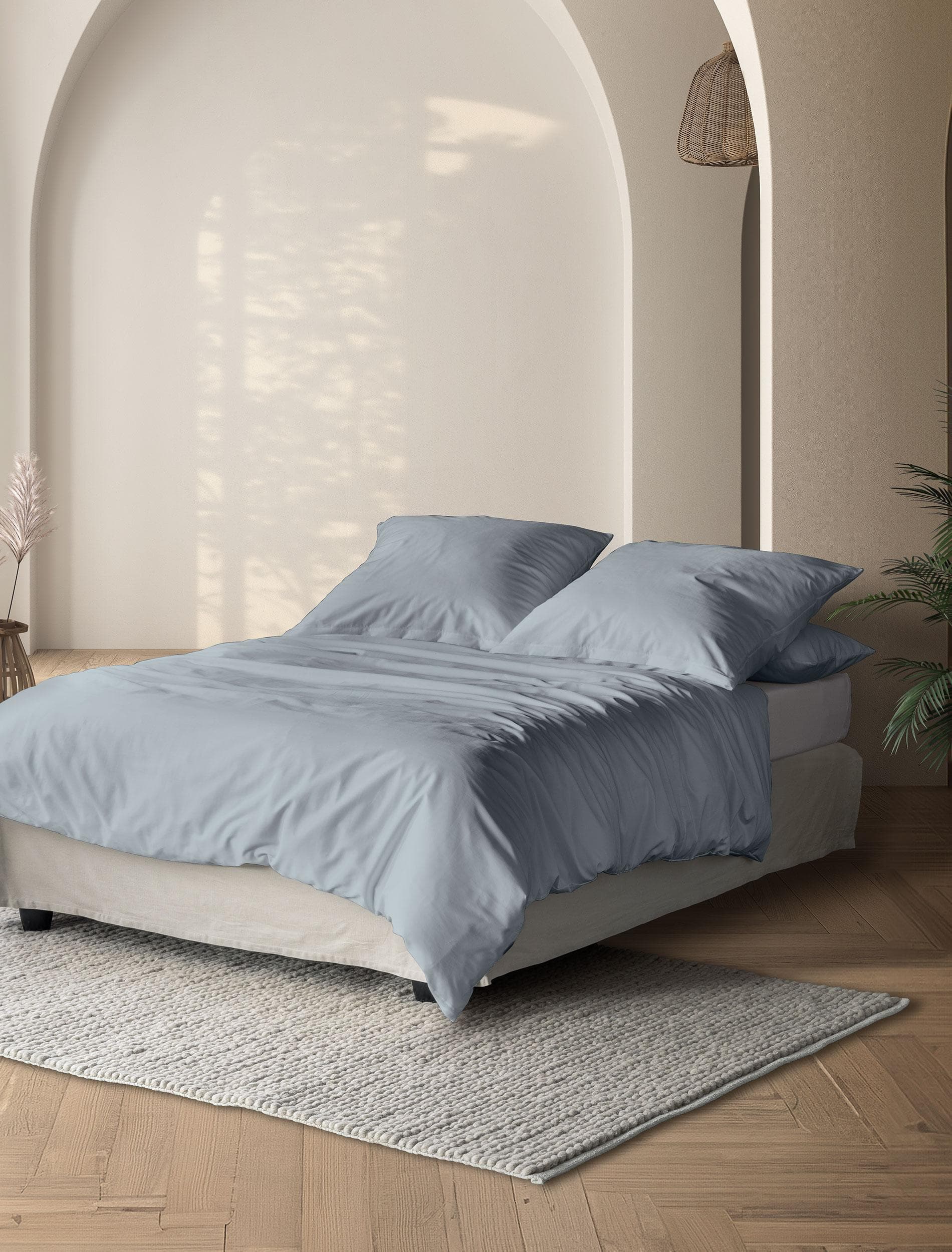 IRISETTE Paris 8000 Bettwäsche Set Blau Mako-Satin 3-tlg