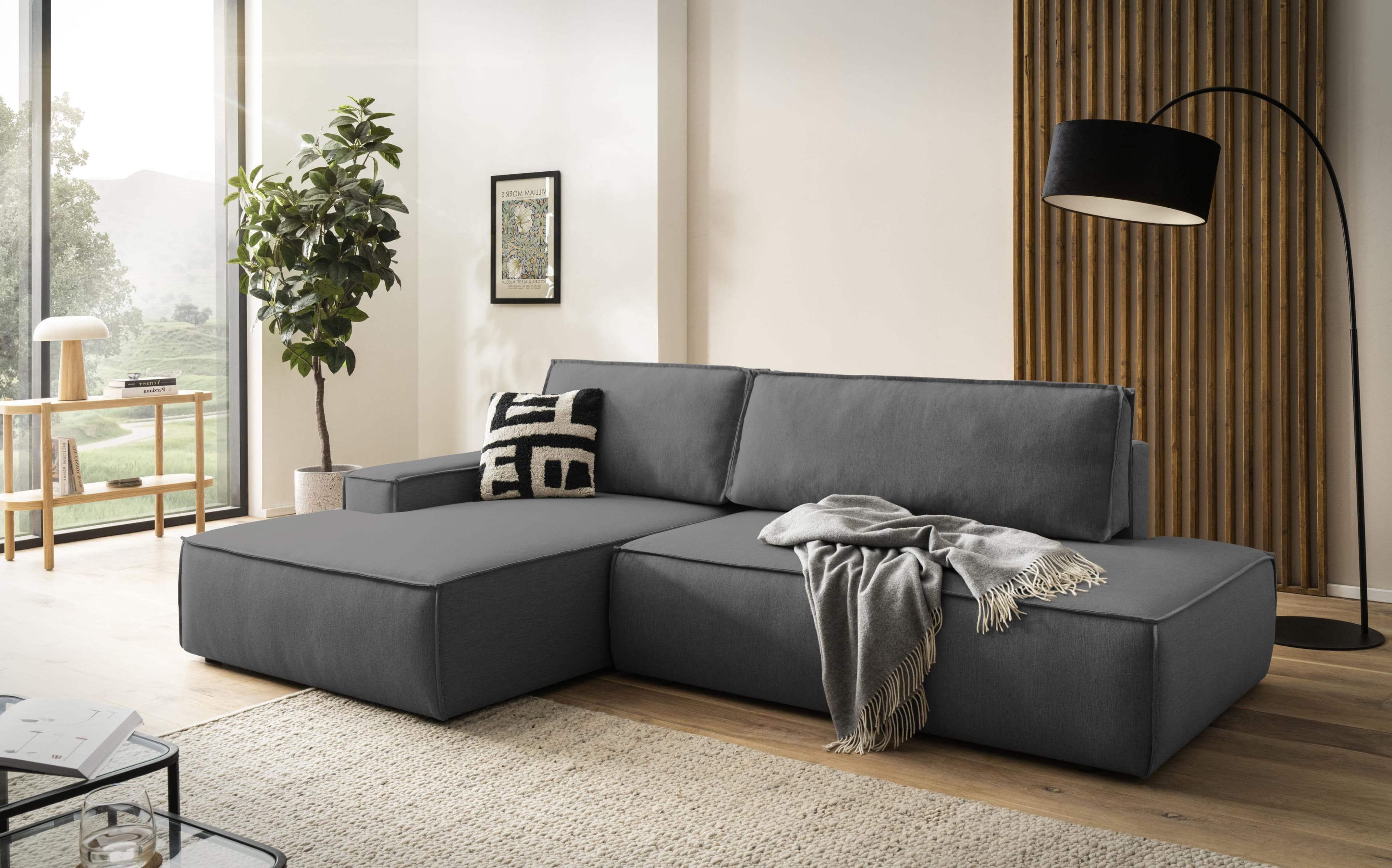 HOME AFFAIRE Ecksofa SHERWOOD Anthrazit mit Schlaffunktion