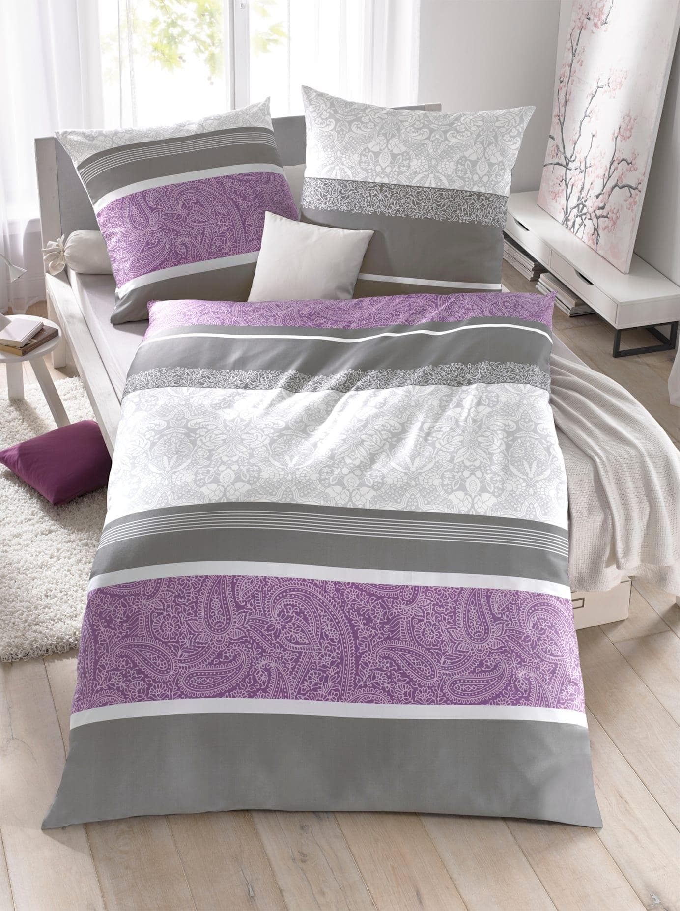 Bierbaum Bettwäsche 4954 Violett Paisley 100% Baumwolle