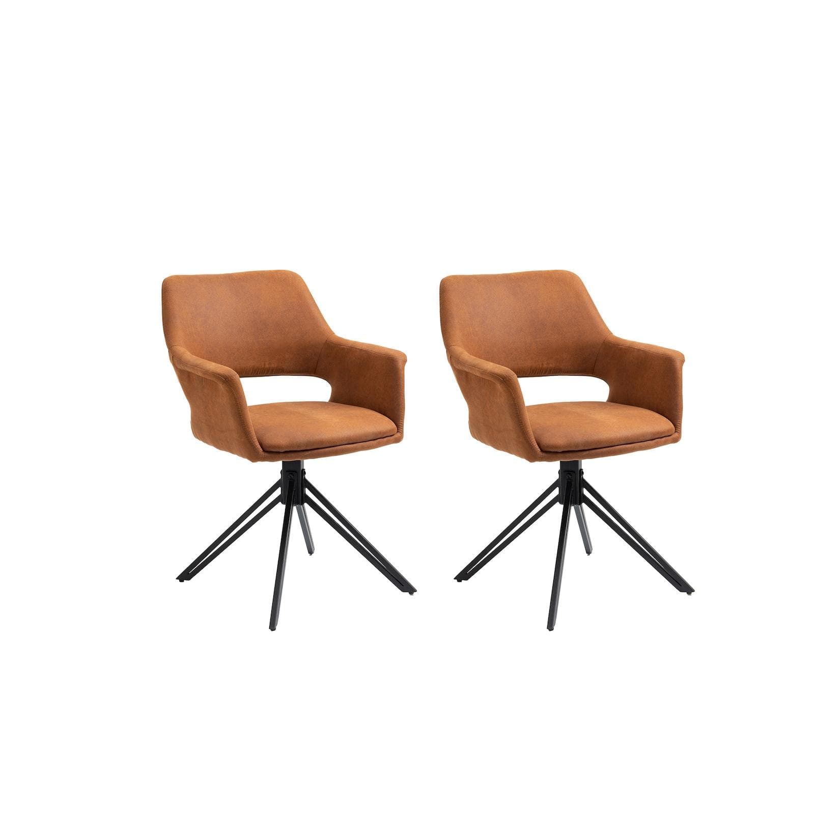 byLIVING Esszimmerstuhl ESTELLE 2-er Set Braun Schwarz Metall