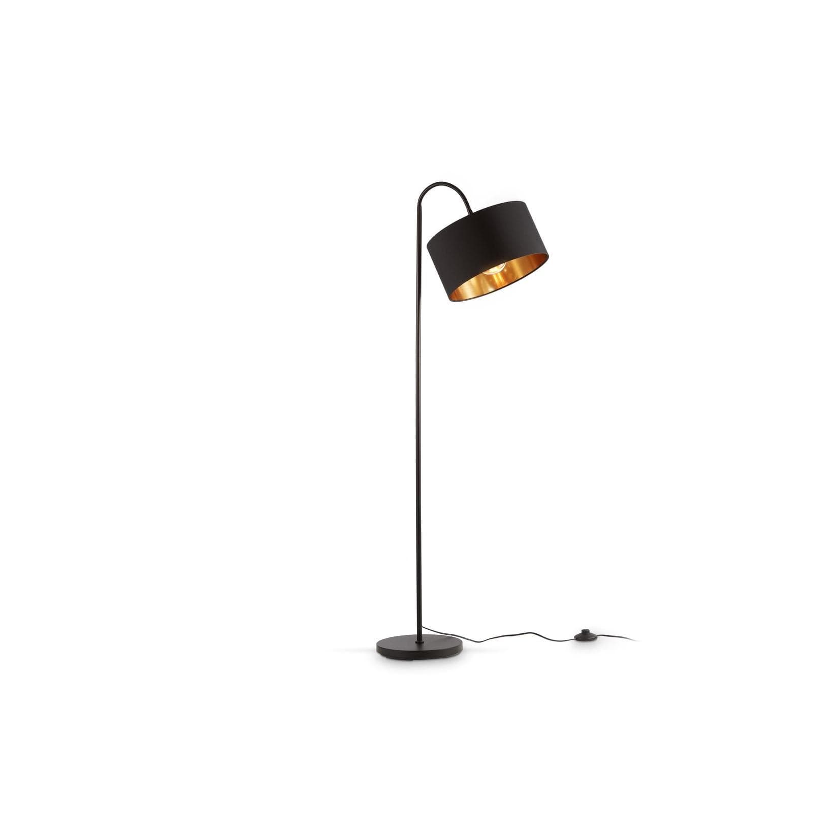 B.K.Licht Stehlampe Vintage Industrial Schwarz-Gold mit Fußtaster
