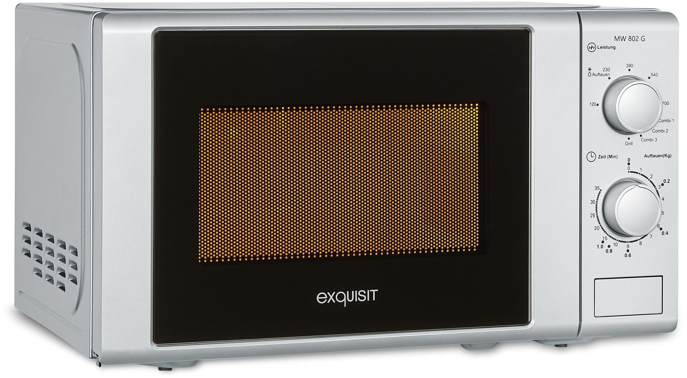 EXQUISIT Mikrowelle MW 900-030G silber mit Grillfunktion