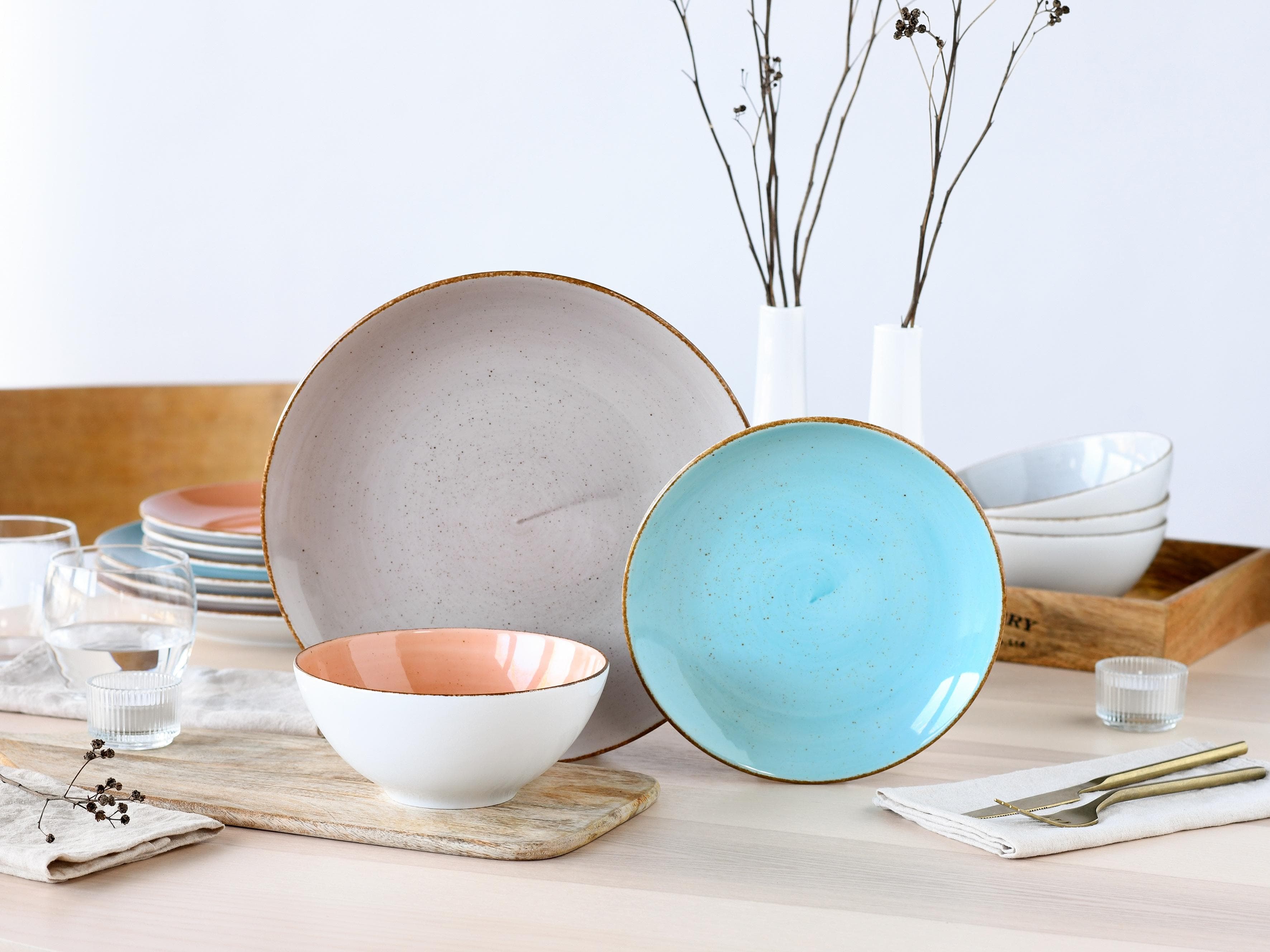 CreaTable Teller-Set 12-tlg. Bunt Vintage