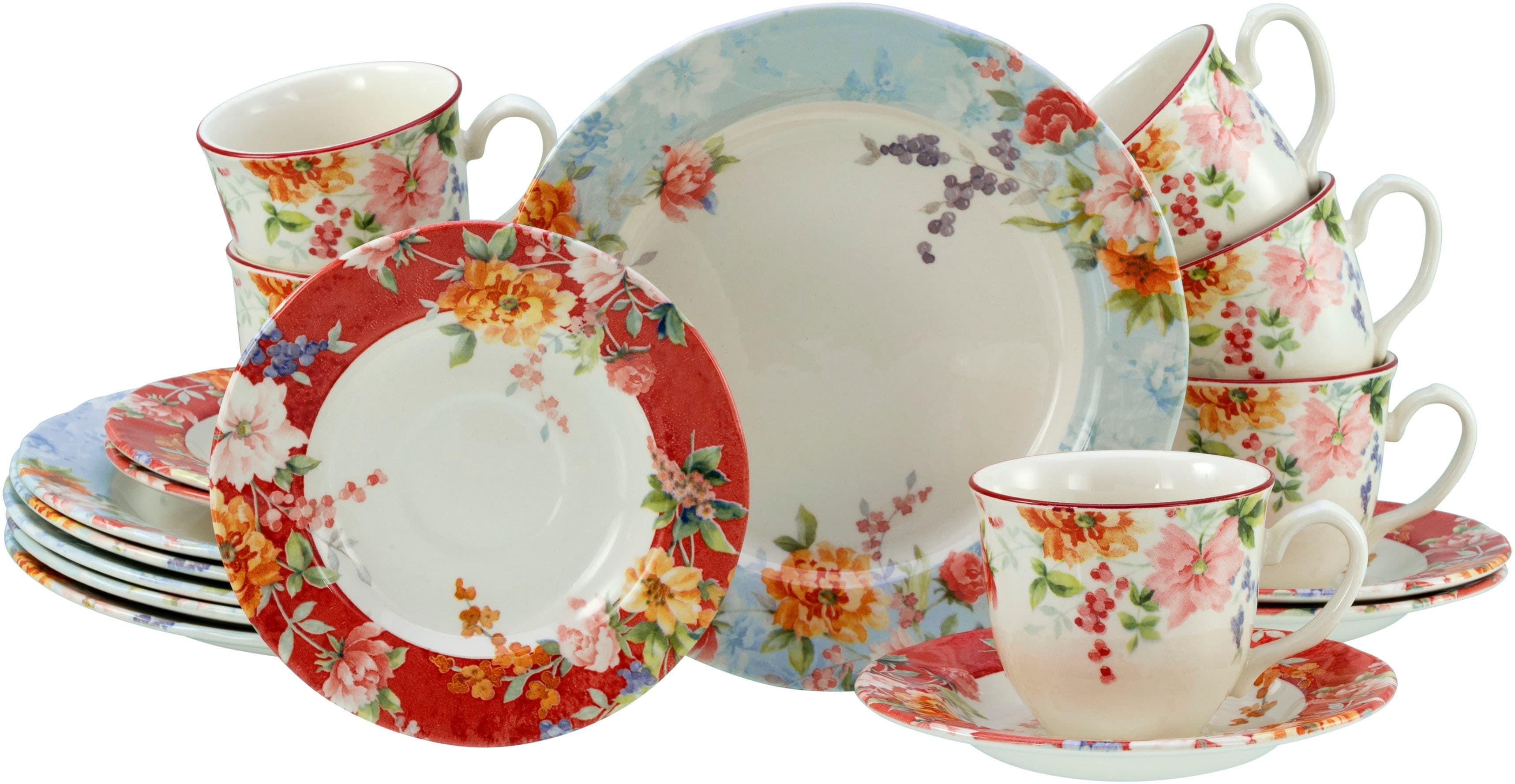 Creatable Kaffeeservice 18-tlg. Blütendekor Steingut