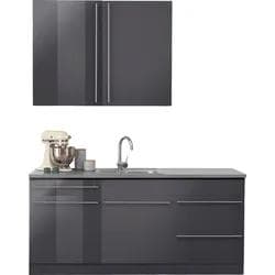 Wiho-Küchen Chicago Anthrazit Glanz Arbeitsplatte Canvas Grau