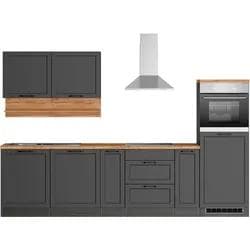 Küchenzeile KOCHSTATION "KS-Lana" Grau Graphit Wotaneichefarben