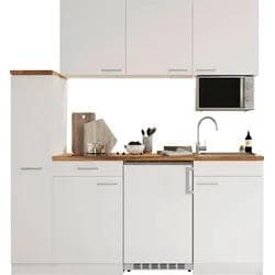 Moderne Küche Weiß mit Glaskeramik-Kochfeld & optional Mikrowelle