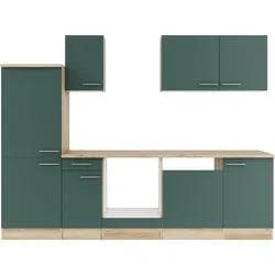 Küche OPTIFIT Bella Grün Steingrün Wildeichefarben Marmor Weiß 270x60 cm