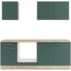 Küche OPTIFIT Bella Grün Mit Durchgehender Arbeitsplatte