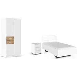 Schlafzimmer-Set aus Deutschland (3-teilig) mit Kleiderschrank und Bett 100 cm