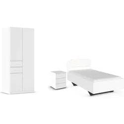 Schlafzimmer-Set aus Deutschland (3-teilig) mit Kleiderschrank und Bett 100 cm