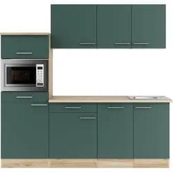 Küche OPTIFIT Bella Grün Steingrün Wildeichefarben Anthrazit 210cm