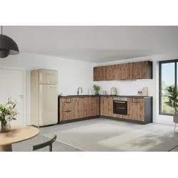 Winkelküche KOCHSTATION KS-Lagos 240 cm Listrado Eiche