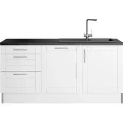 Küche KOCHSTATION "KS-Ahus" Schwarz-Weiß 180 cm Modulküche