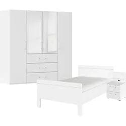 Schlafzimmer-Set Evelyn Weiß Komplettschlafzimmer Bett 120x200cm Holzwerkstoff