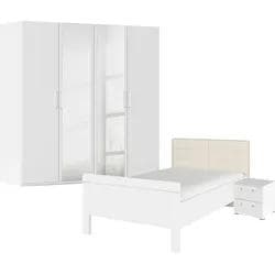 Schlafzimmer-Set Evelyn Weiß Bett 120x200cm Holzwerkstoff