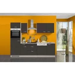 Küchenzeile OPTIFIT Faro Grau Anthrazit Akaziefarben 270x60 cm