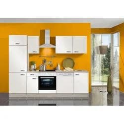 Küchenzeile OPTIFIT Faro Weiß mit Akaziefarbenen Elementen