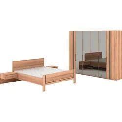 Musterring Schlafzimmer-Set Sorrent, Kleiderschrank, Bett & Nachtkommoden, teilmassiv Eiche, braun