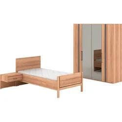 Schlafzimmer-Set aus Massivholz und Glas