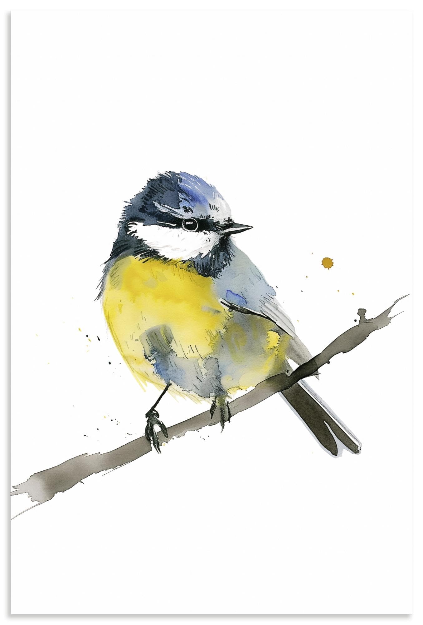 Artland Wandbild Aquarell Blaumeise Gelb