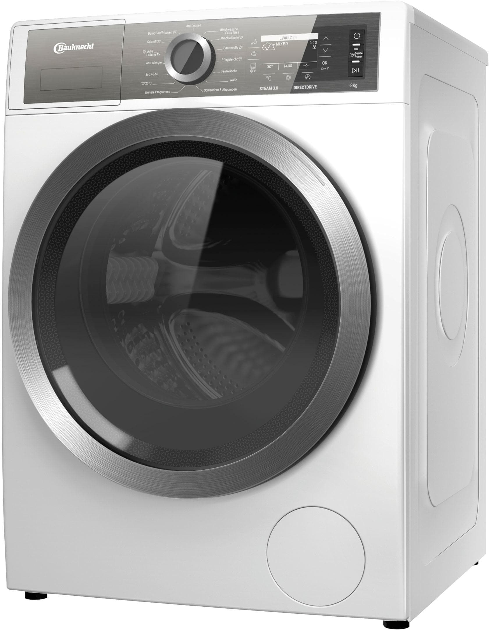BAUKNECHT Waschmaschine B7X 89E SILENCE DE Frontlader Weiß 8 kg 1400 U/min