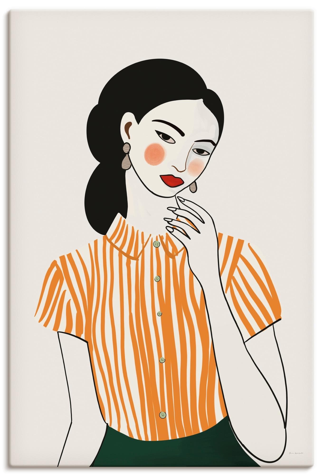 Artland Wandbild "Woman in Striped Blouse II" Orange