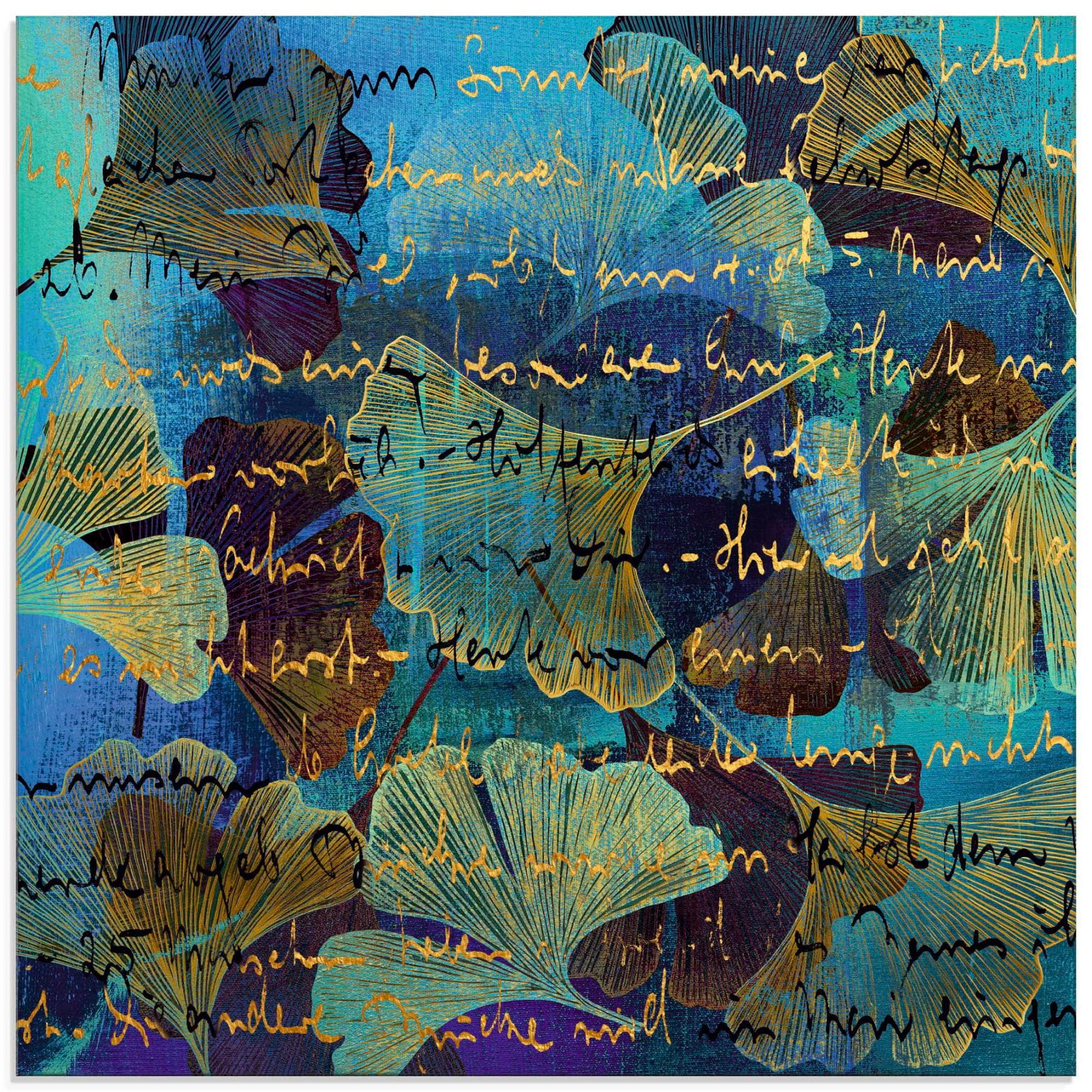 Artland Glasbild Ginko Blau