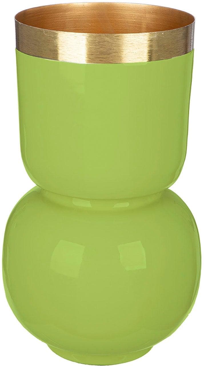 Gilde Tischvase Roro mit Goldrand Grün Metall