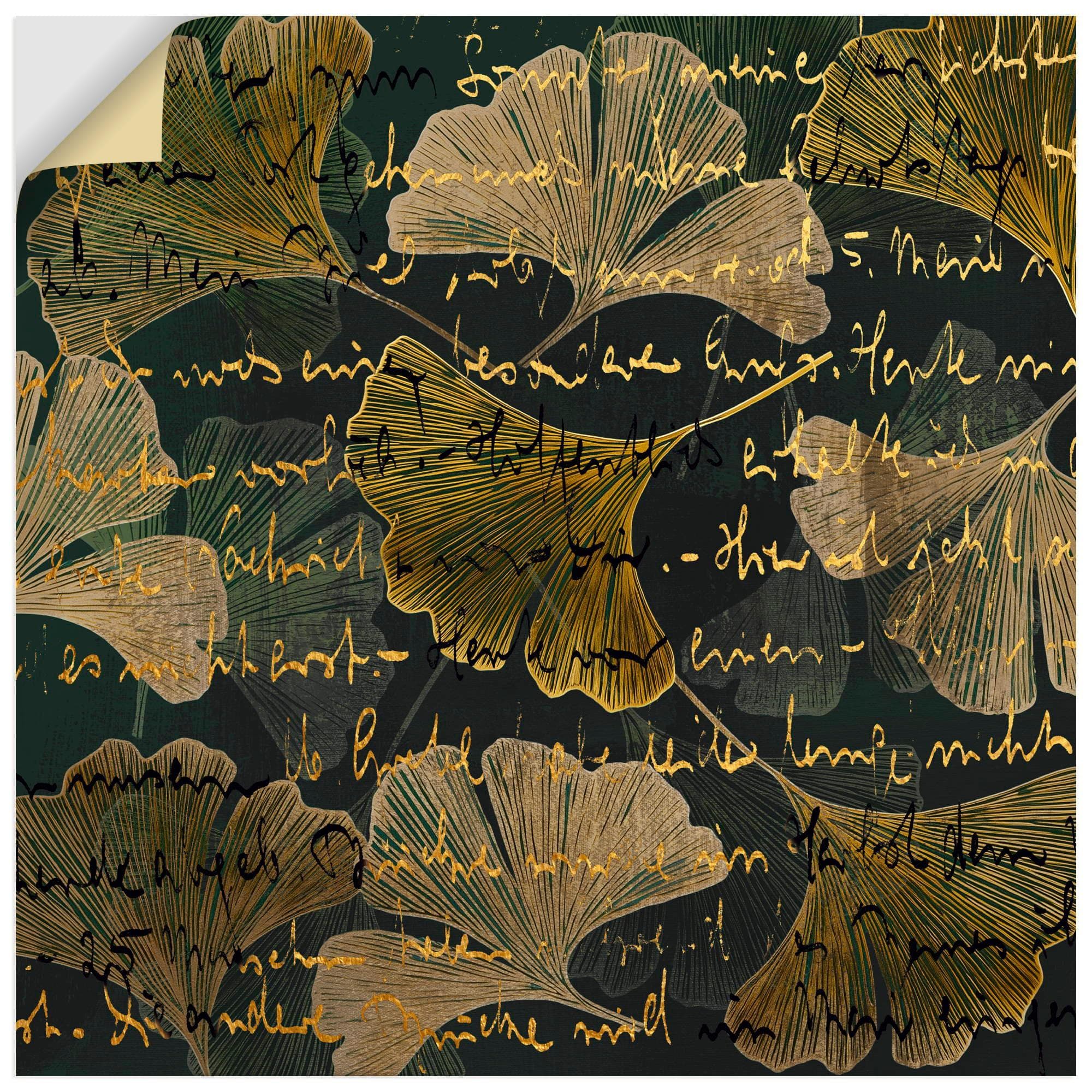 Wandbild ARTLAND Ginko Gold