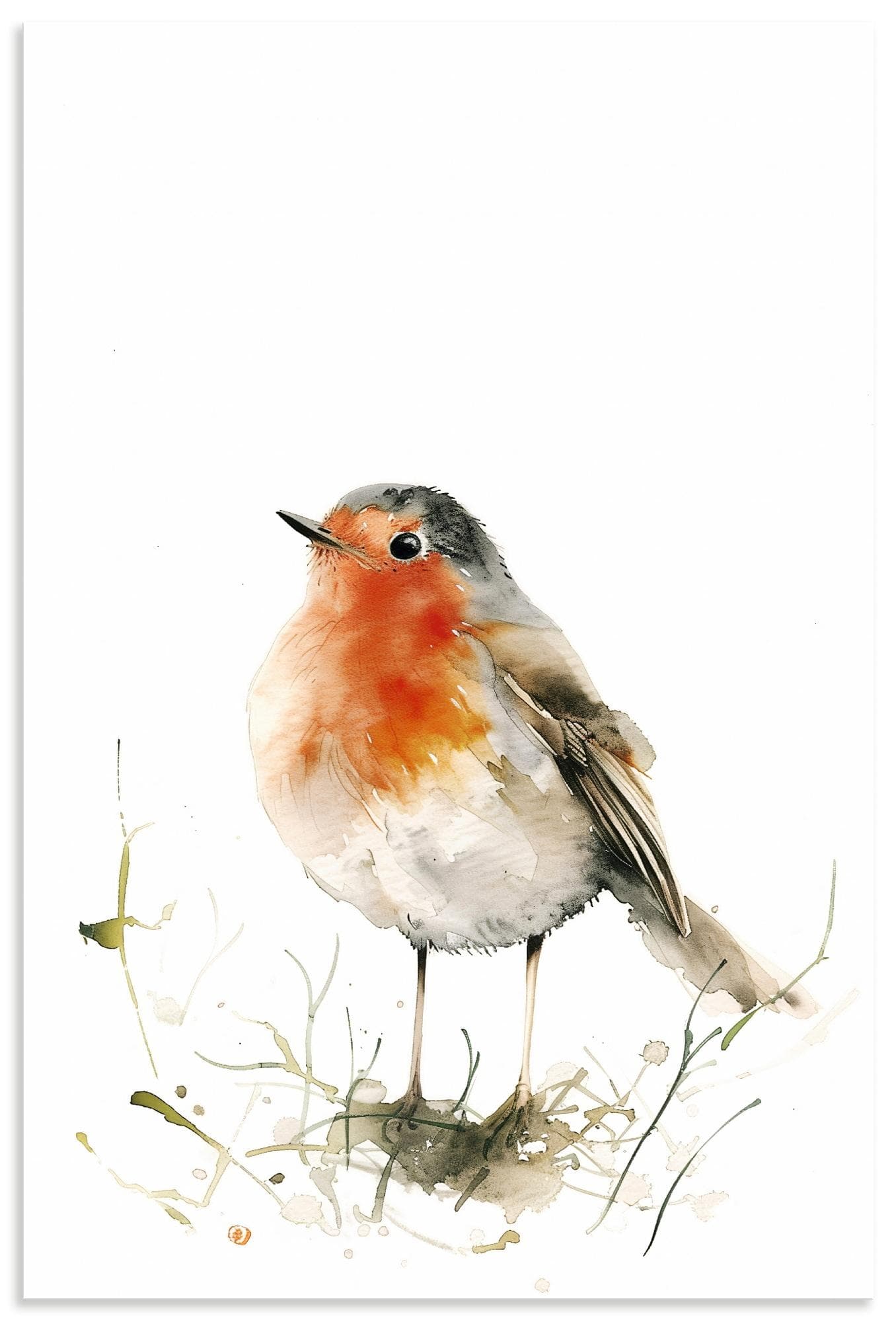ARTLAND Wandbild Aquarell Rotkehlchen Rot