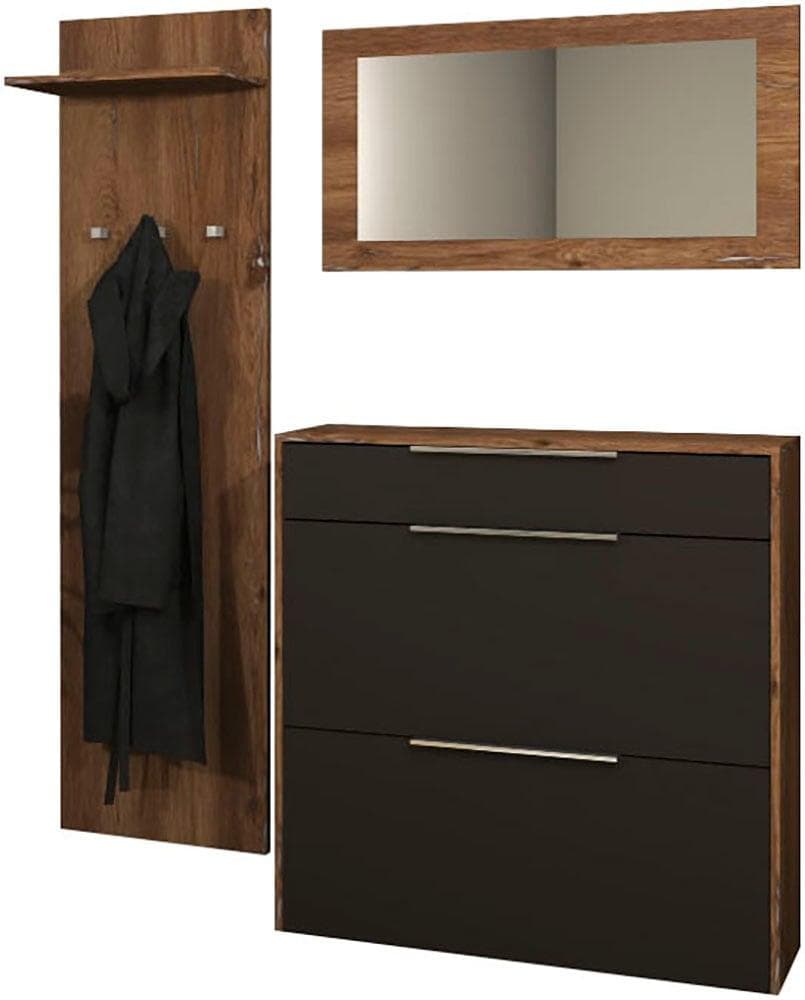 Garderoben-Set BORCHARDT MÖBEL Oliva Schwarz Eiche Graphit