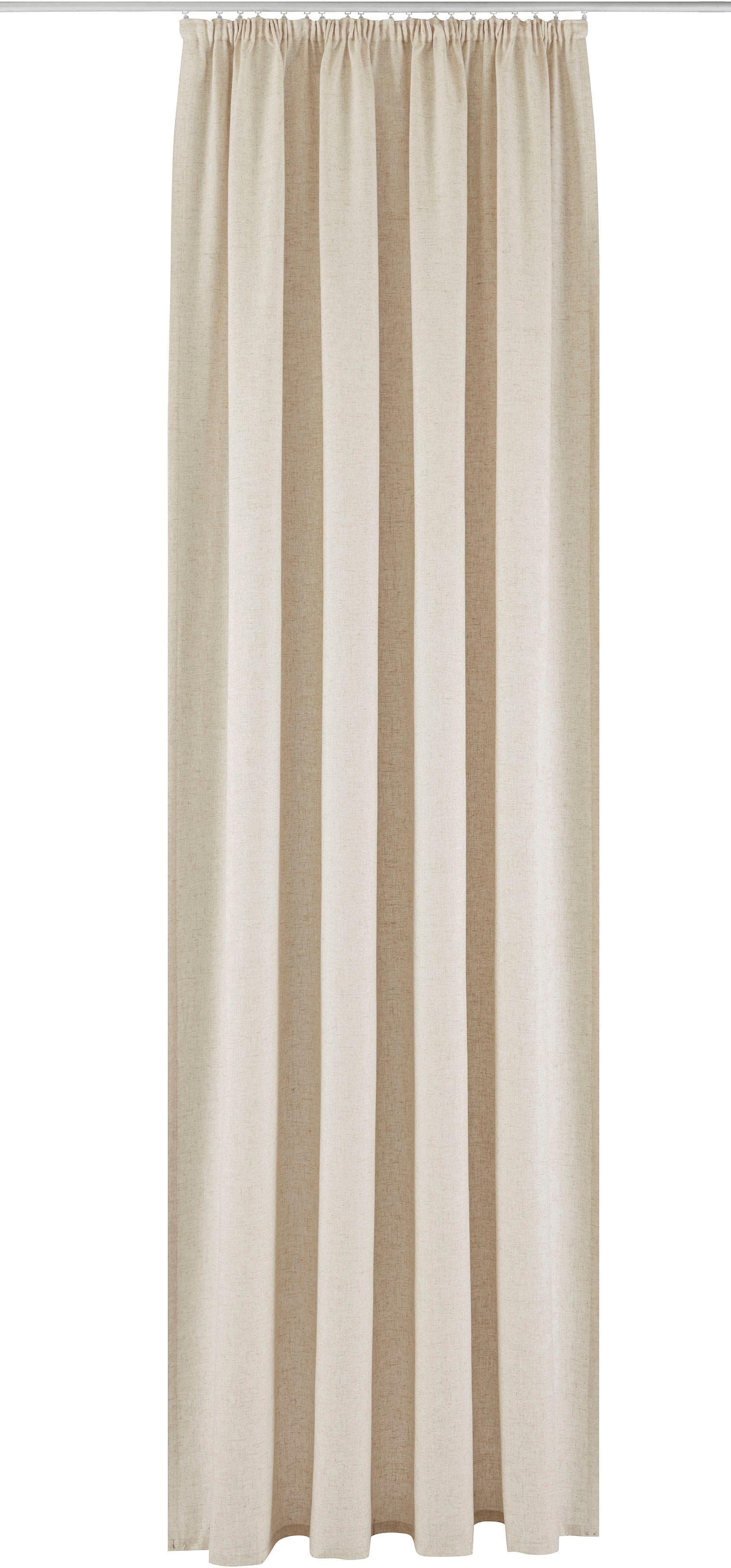Beige Leinen-Gardine mit Streifenmuster, 140x245 cm