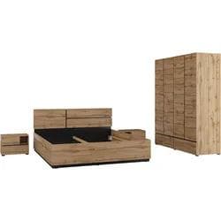 INOSIGN Schlafzimmer-Set Cross: Modernes Doppelbett & Kleiderschrank in Wotan Eiche