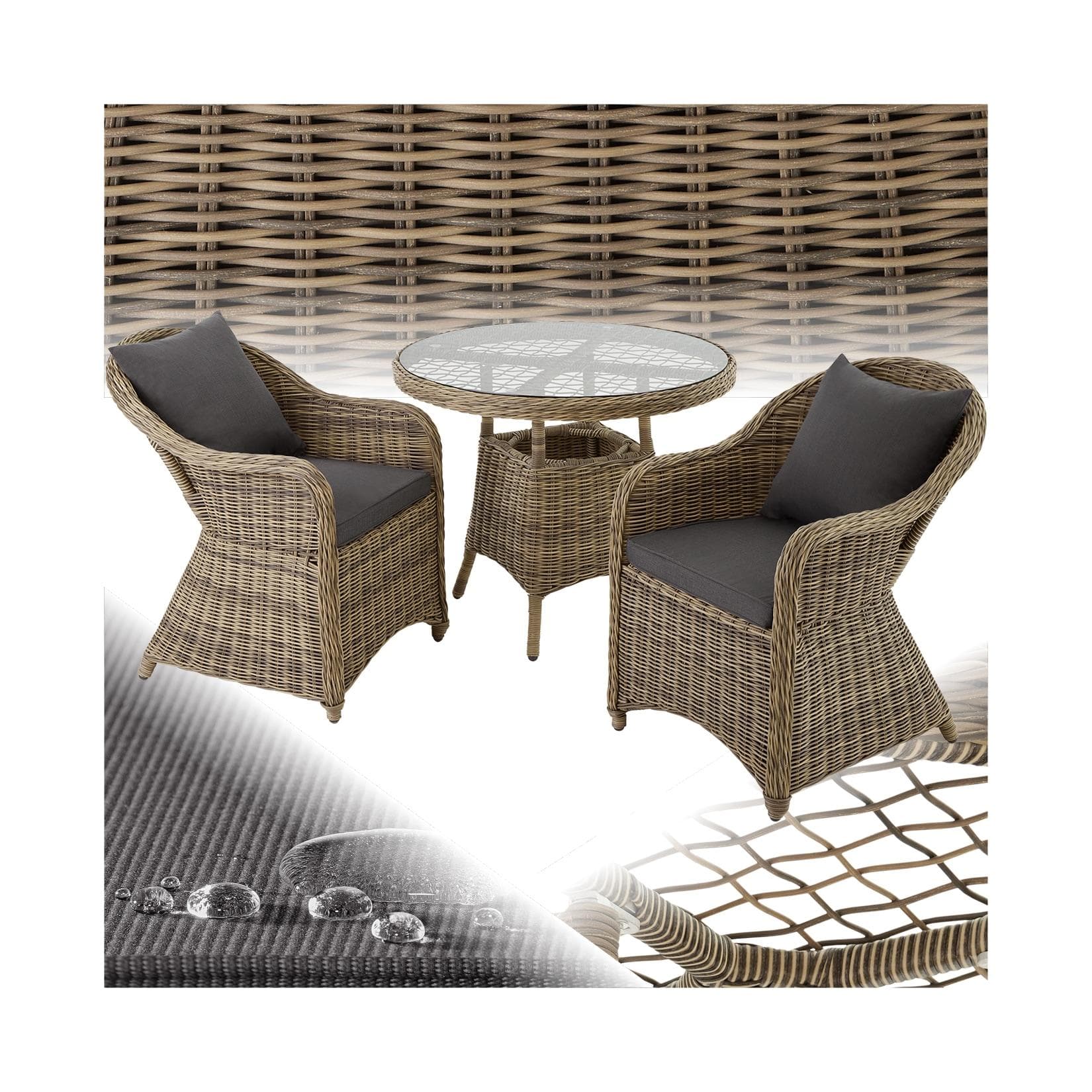 TecTake Rattan Sitzgruppe Aluminiumgestell