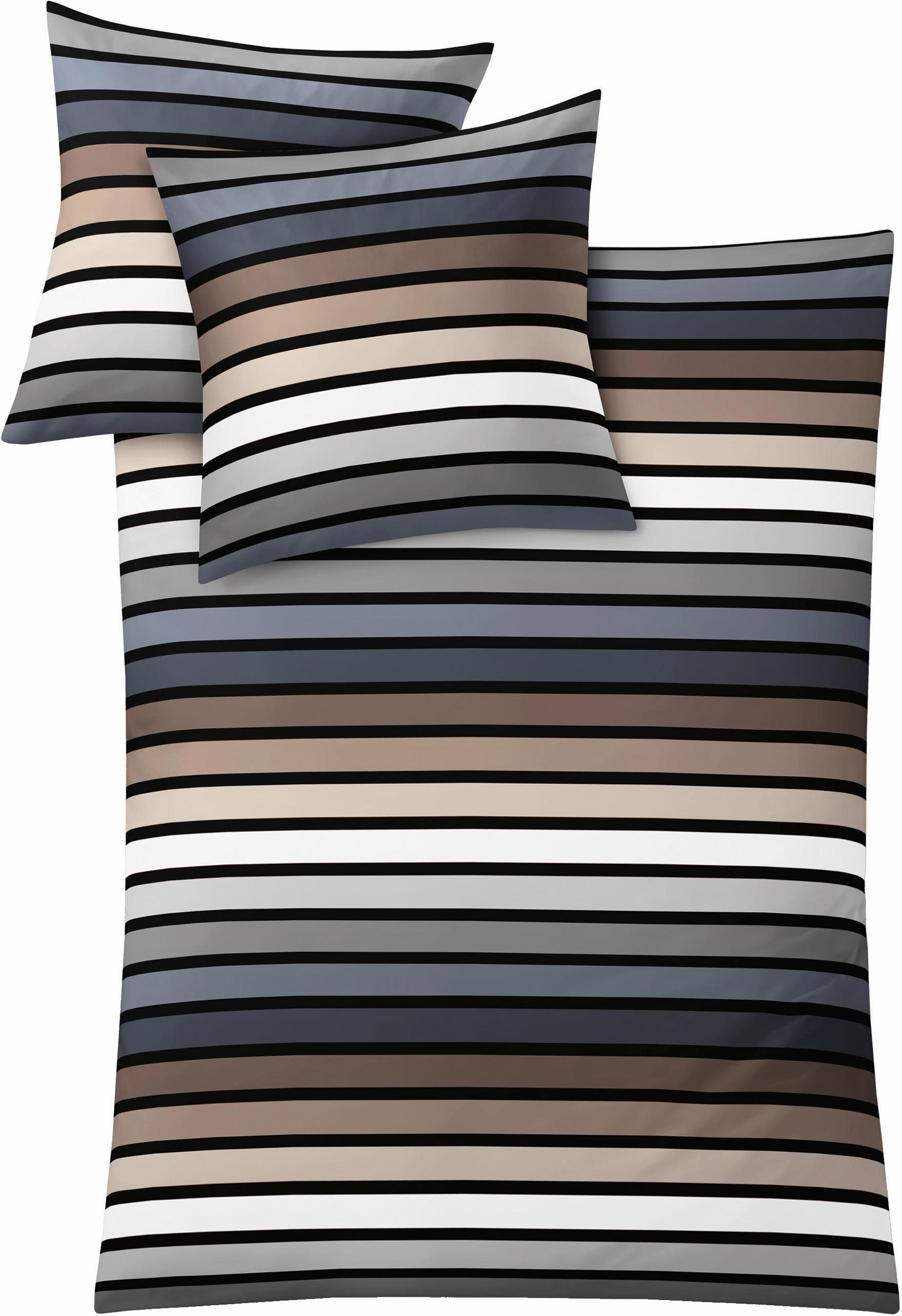 Kleine Wolke Bettwäsche Rimini Grau Mako-Satin Streifen