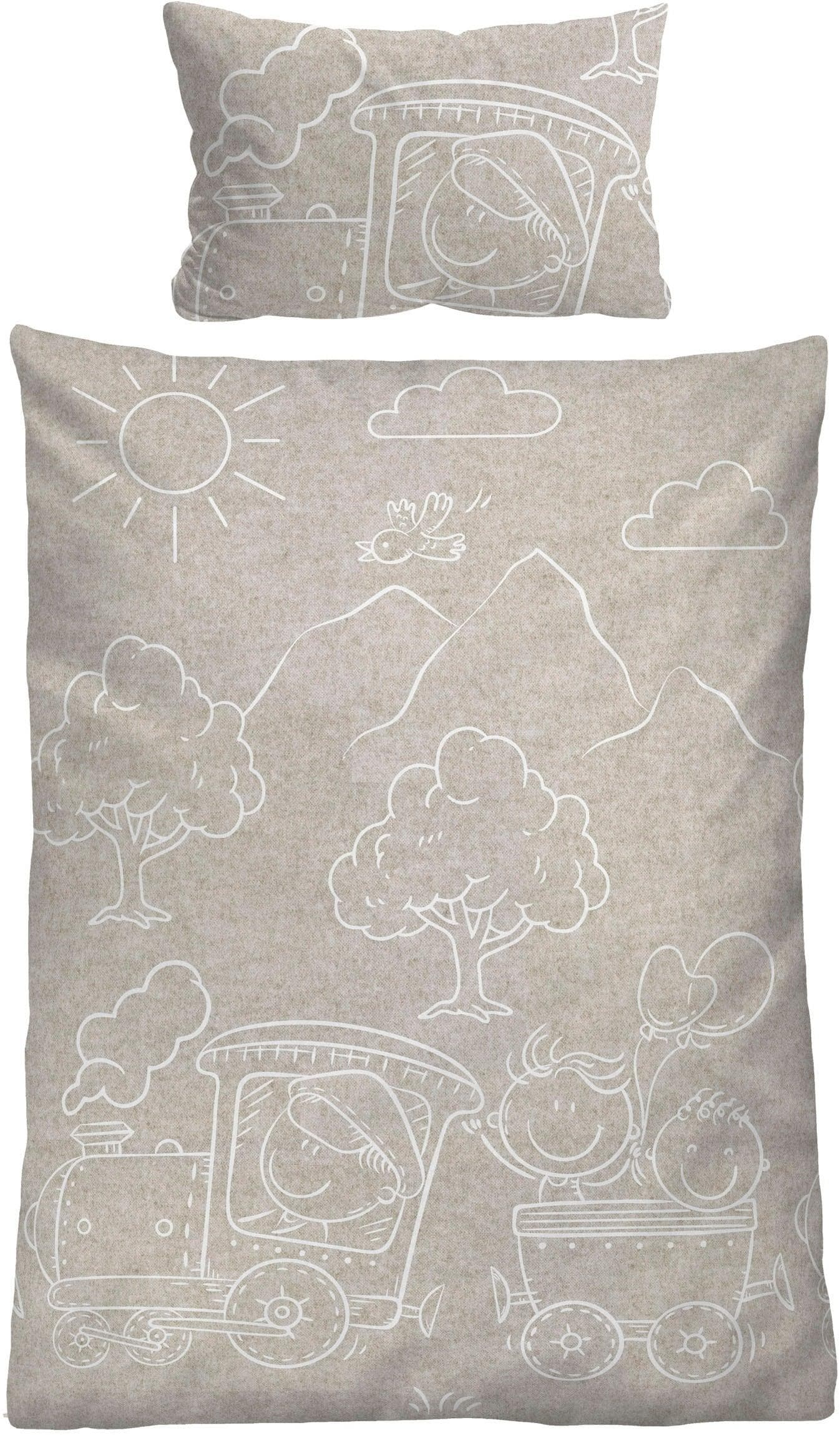 Kinderbettwäsche Biberna 0840521 kitt Flanell 100% Baumwolle