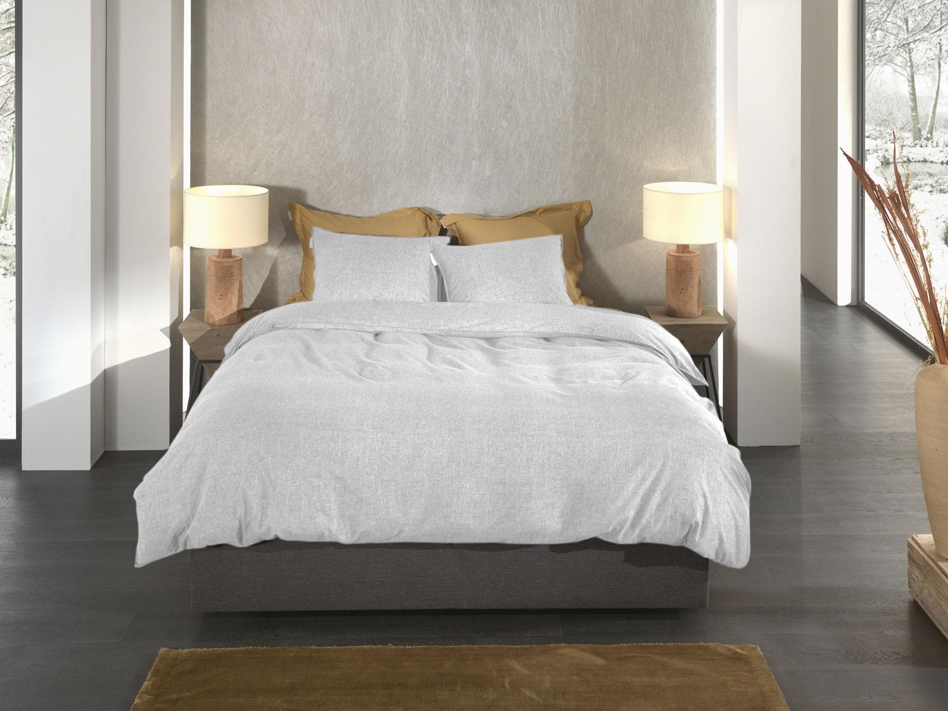Heckett & Lane Franela Bettwäsche Light Grey