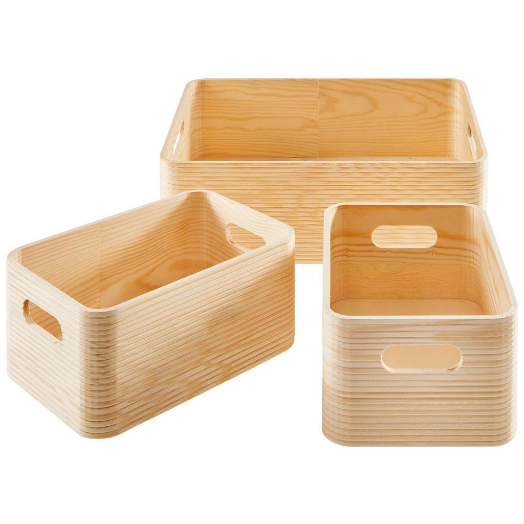 Ambia Home Aufbewahrungsboxen-Set Natur Kiefer Vollmassiv