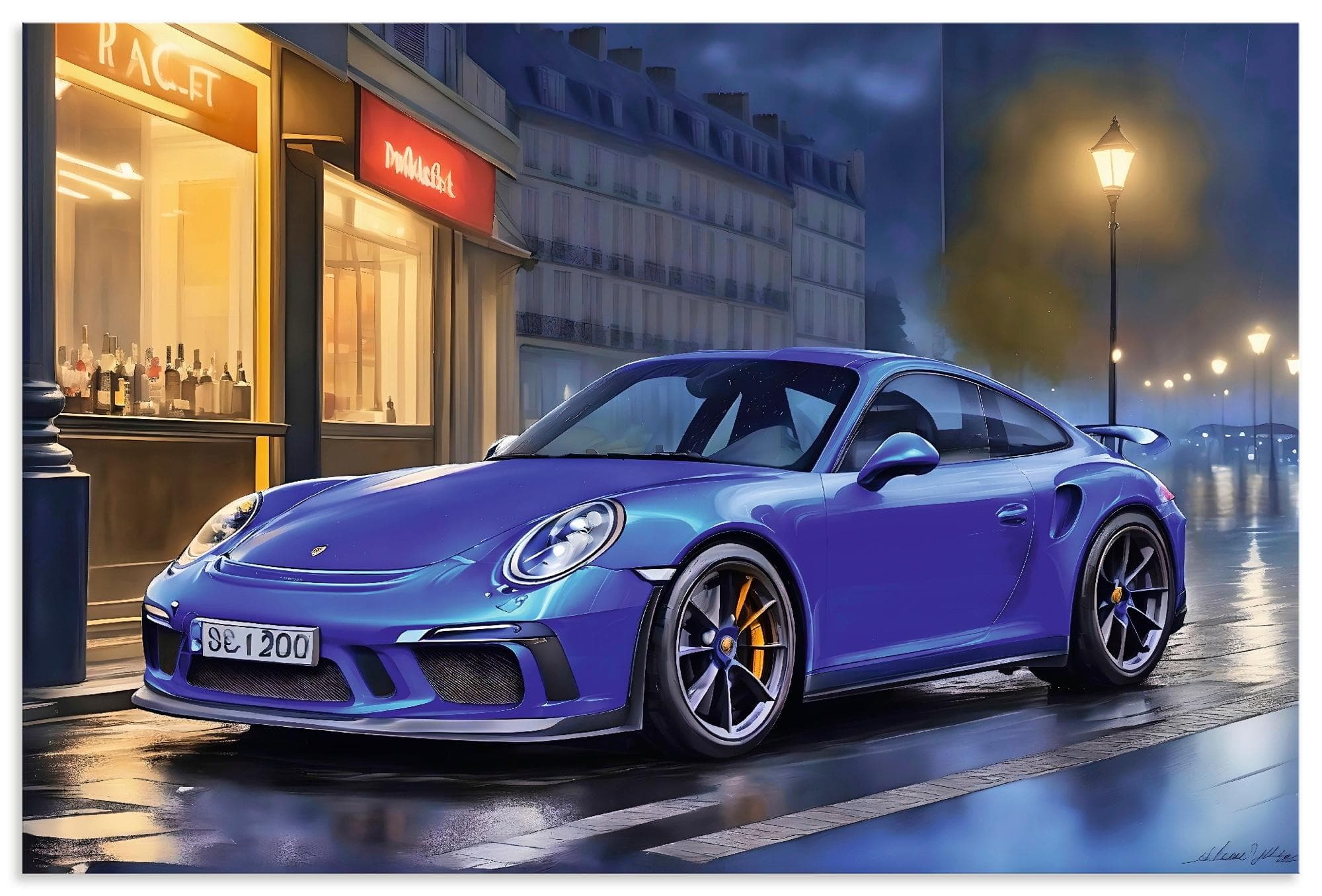 Wandbild ARTLAND Porsch Urban Blau