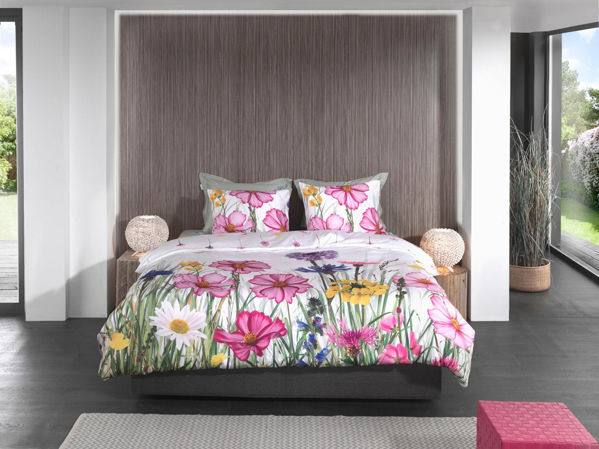 Wendebettwäsche HECKETT & LANE Campo Weiß Blumen Design